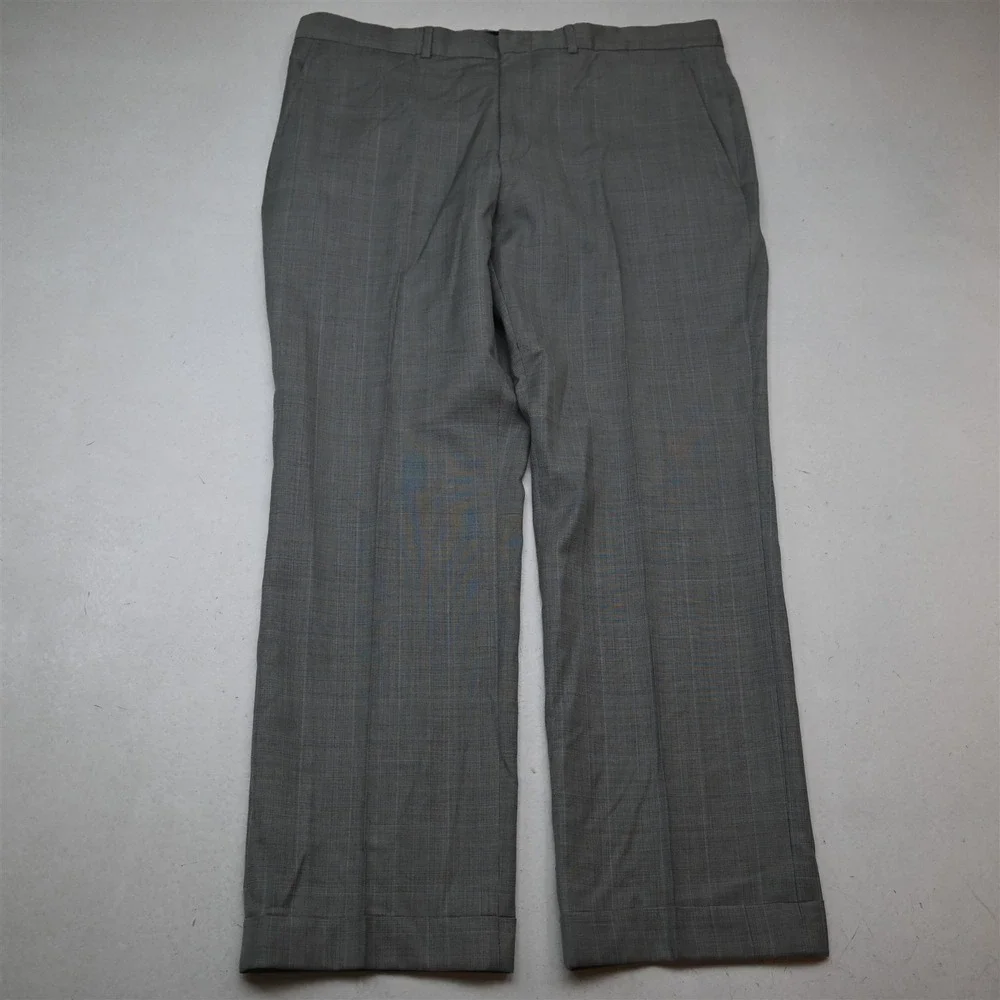 Ben Sherman 44R 38x30 Gray Glenn Check 100% Wool Mens Jacket Pants Suit
